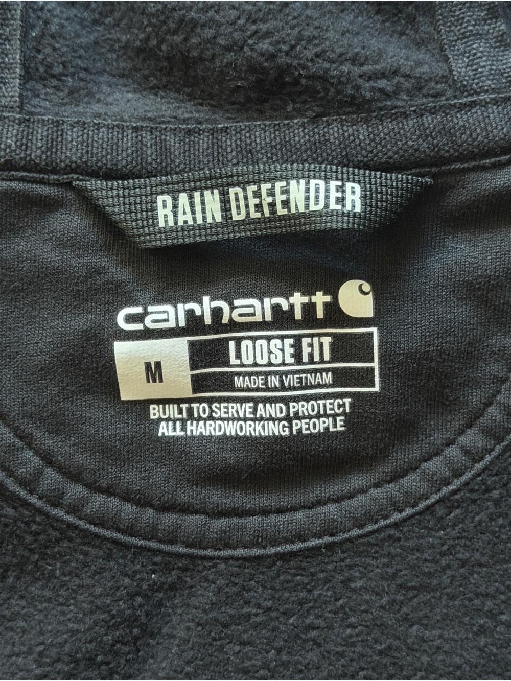 Carhartt Rain Defender 107030 Men’s Medium Black Loose Fit Logo Hoodie - Picture 11 of 14